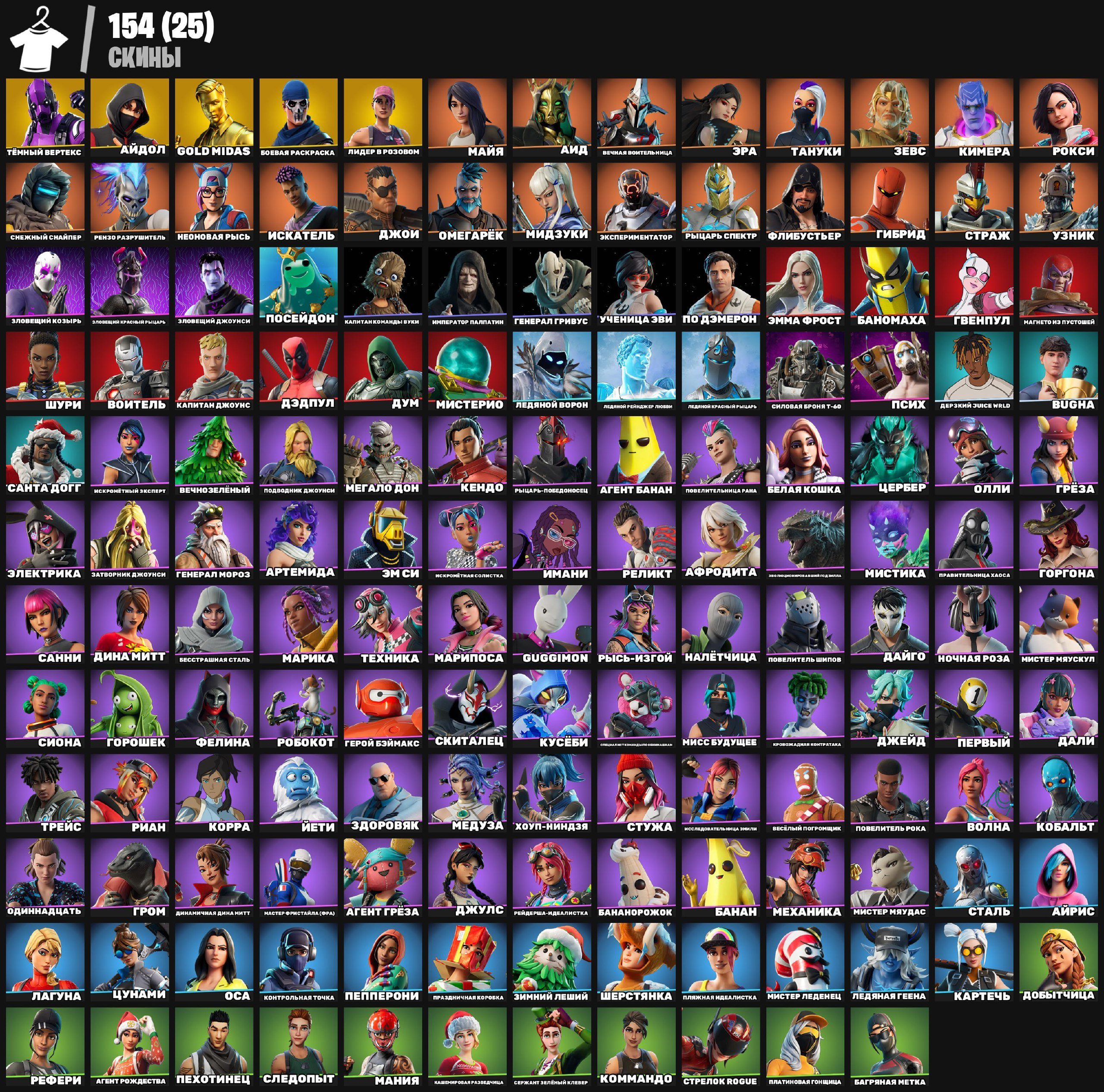 Diverse Collection of 154 Unique Skins for Battle Royale on PC