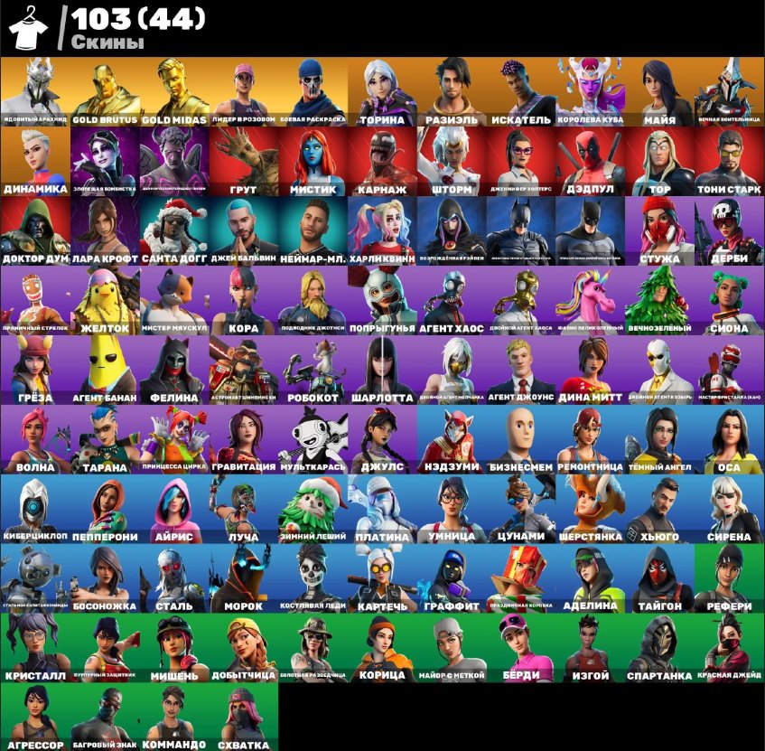 Diverse Fortnite Collection with 103 Unique Skins 🎭🖥