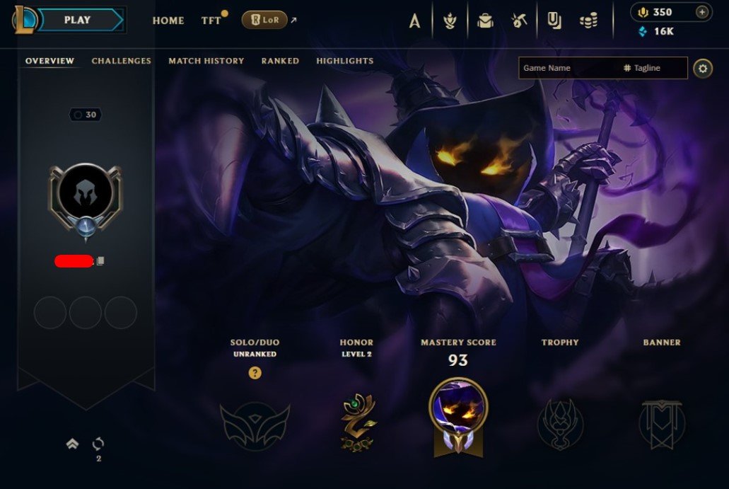 Unranked Level 30 Account with 1 Champion and 1 Skin
