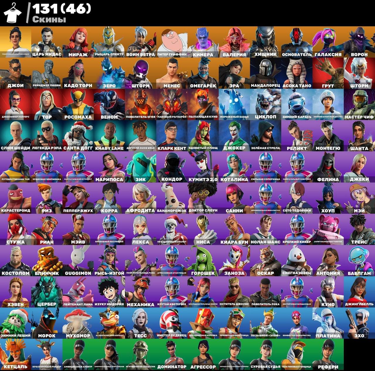 Impressive Fortnite Collection with 131 Unique Skins 🎭🖥