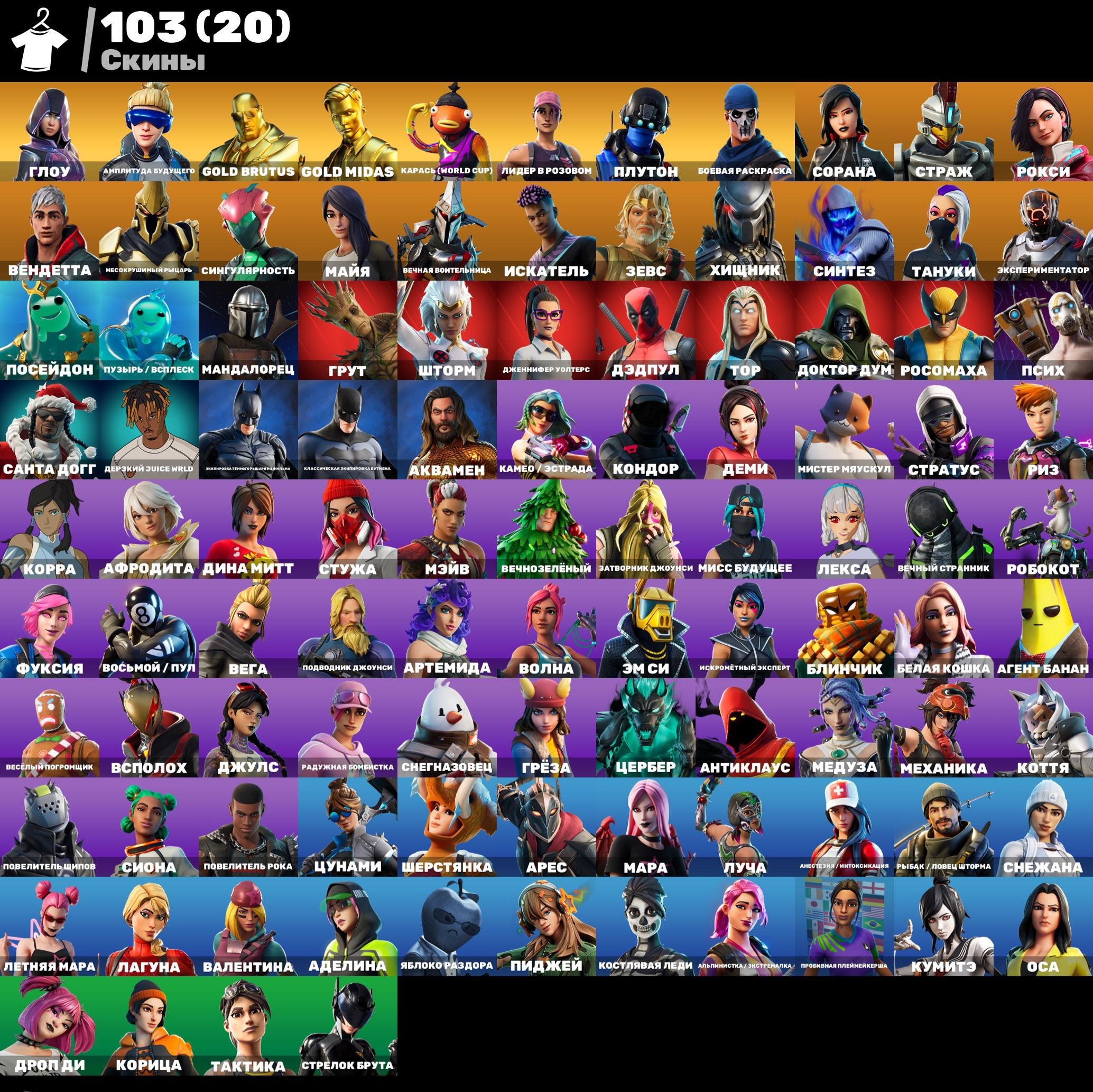 Diverse Collection of 104 Unique Skins for Battle Royale on PC