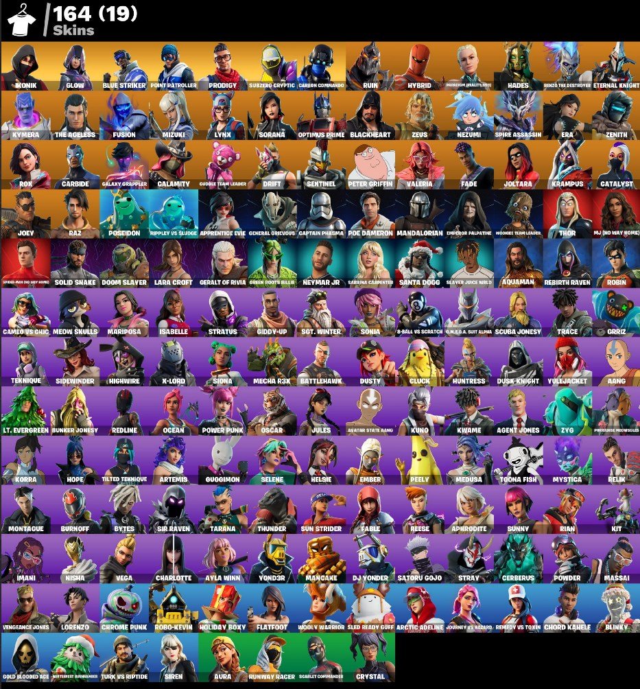 Diverse Collection with 164 Unique Skins for PC Battle Royale