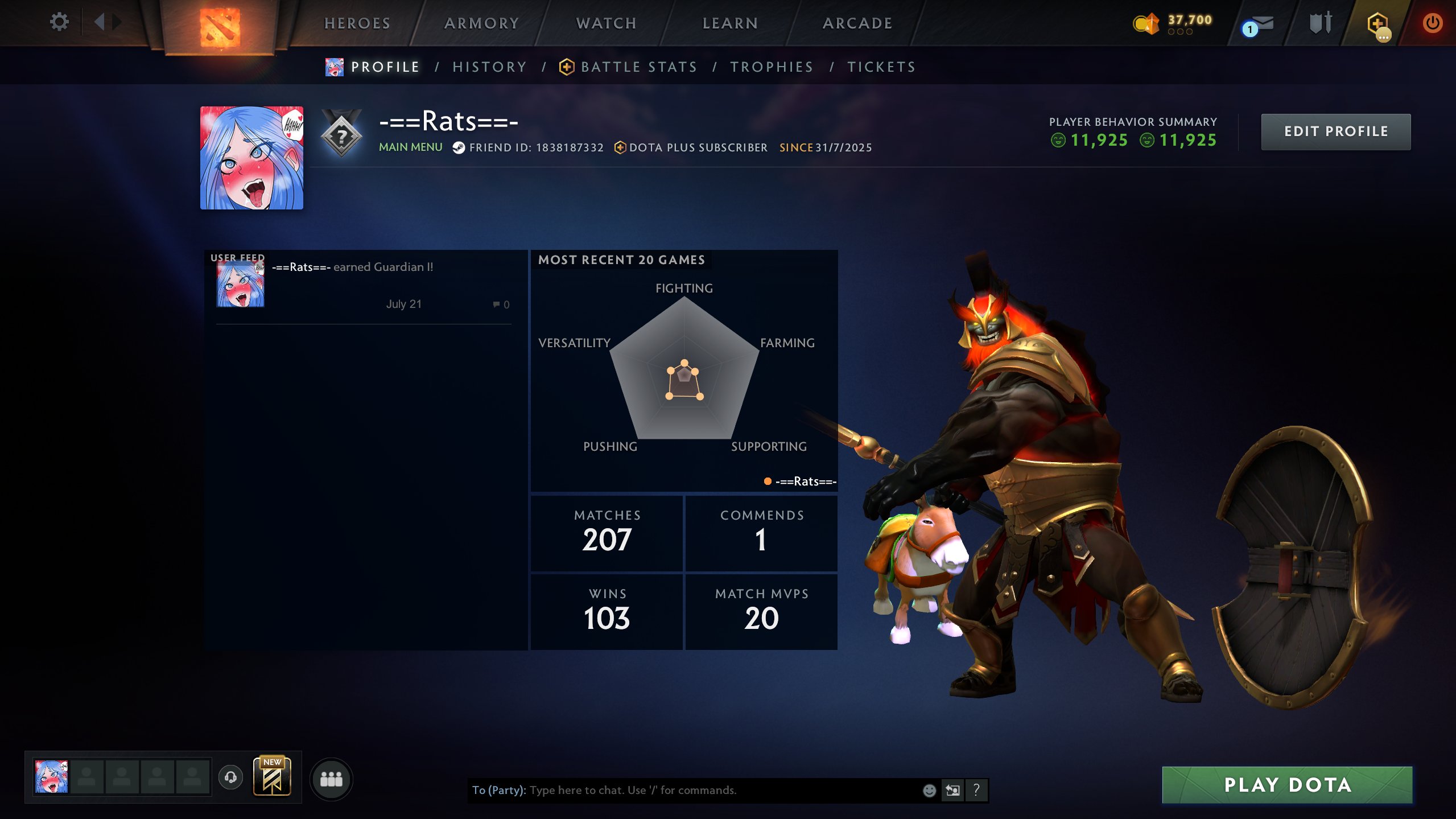 Акаунт Dota 2 з рейтингом 740 та 200 годинами гри