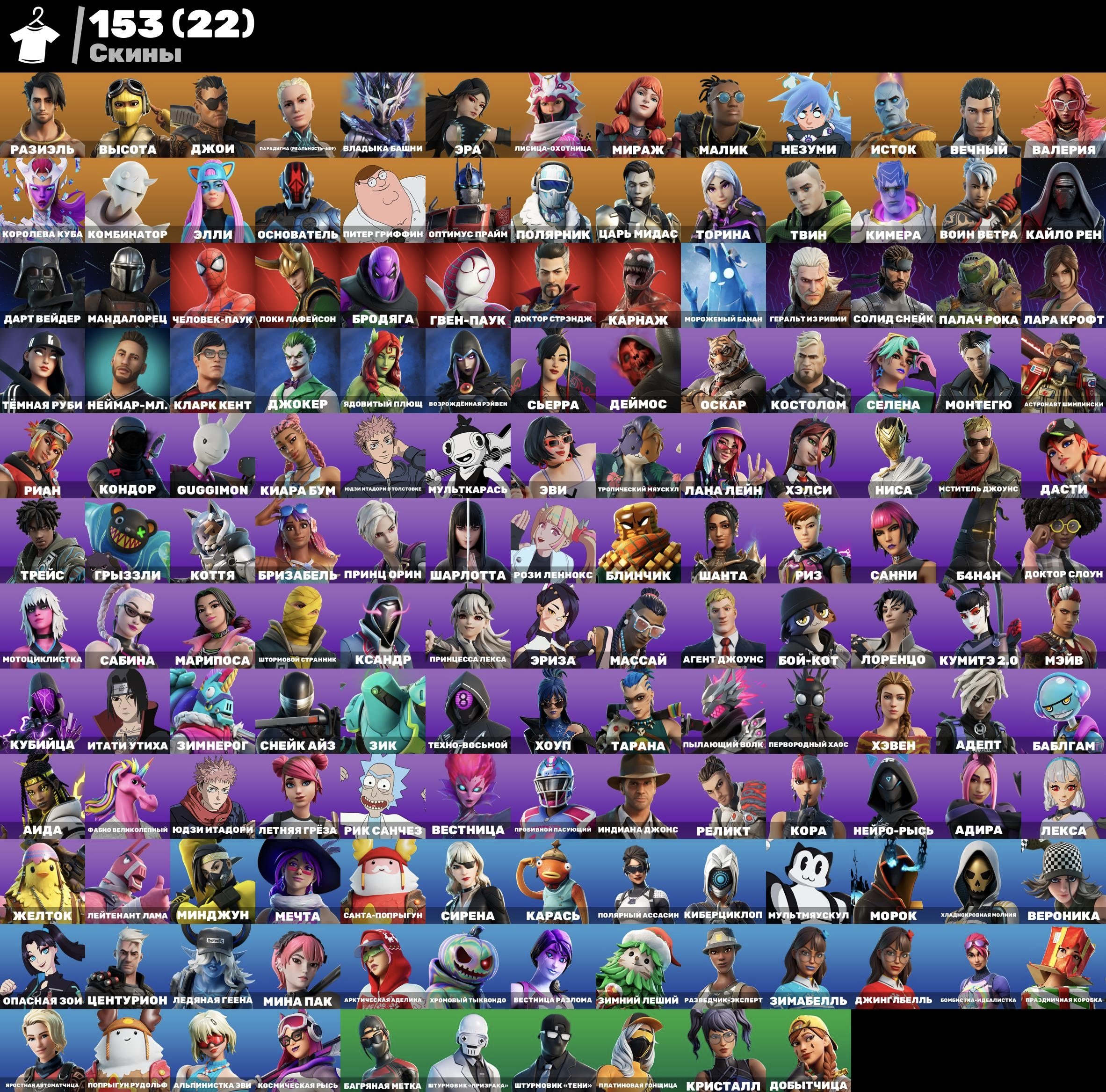 Diverse Fortnite Collection with 153 Unique Skins on PC 🎭🖥