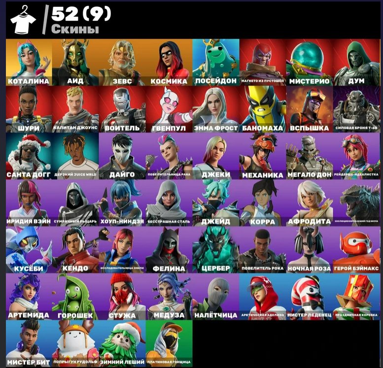 Diverse Fortnite Collection with 52 Unique Skins 🎭🖥