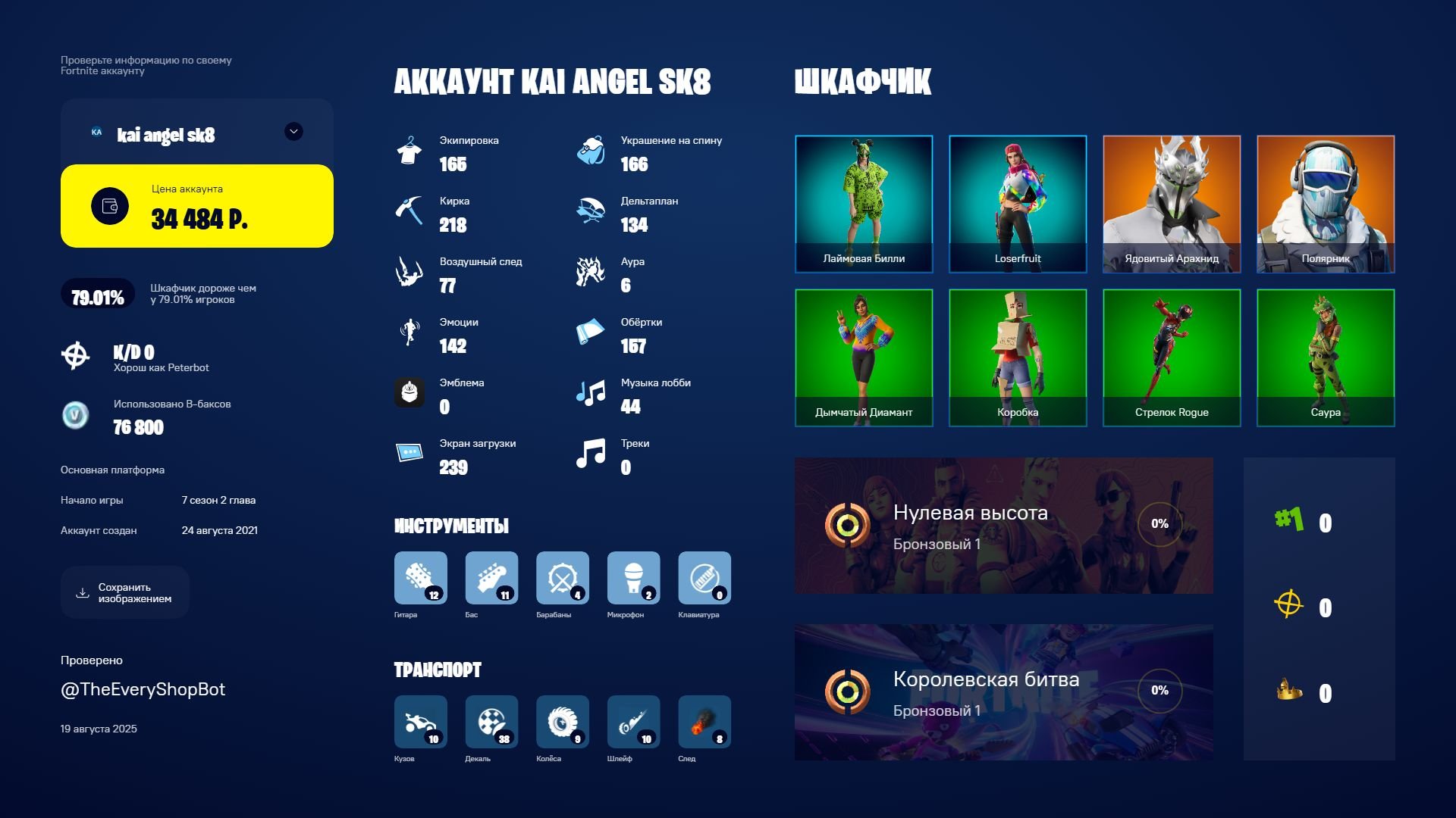 Fortnite Battle Royale Collection with 165 Unique Skins 🖥🎭
