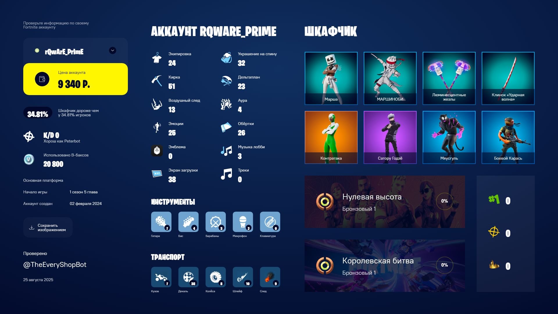 Diverse Fortnite Collection with 25 Unique Skins 🎭🖥