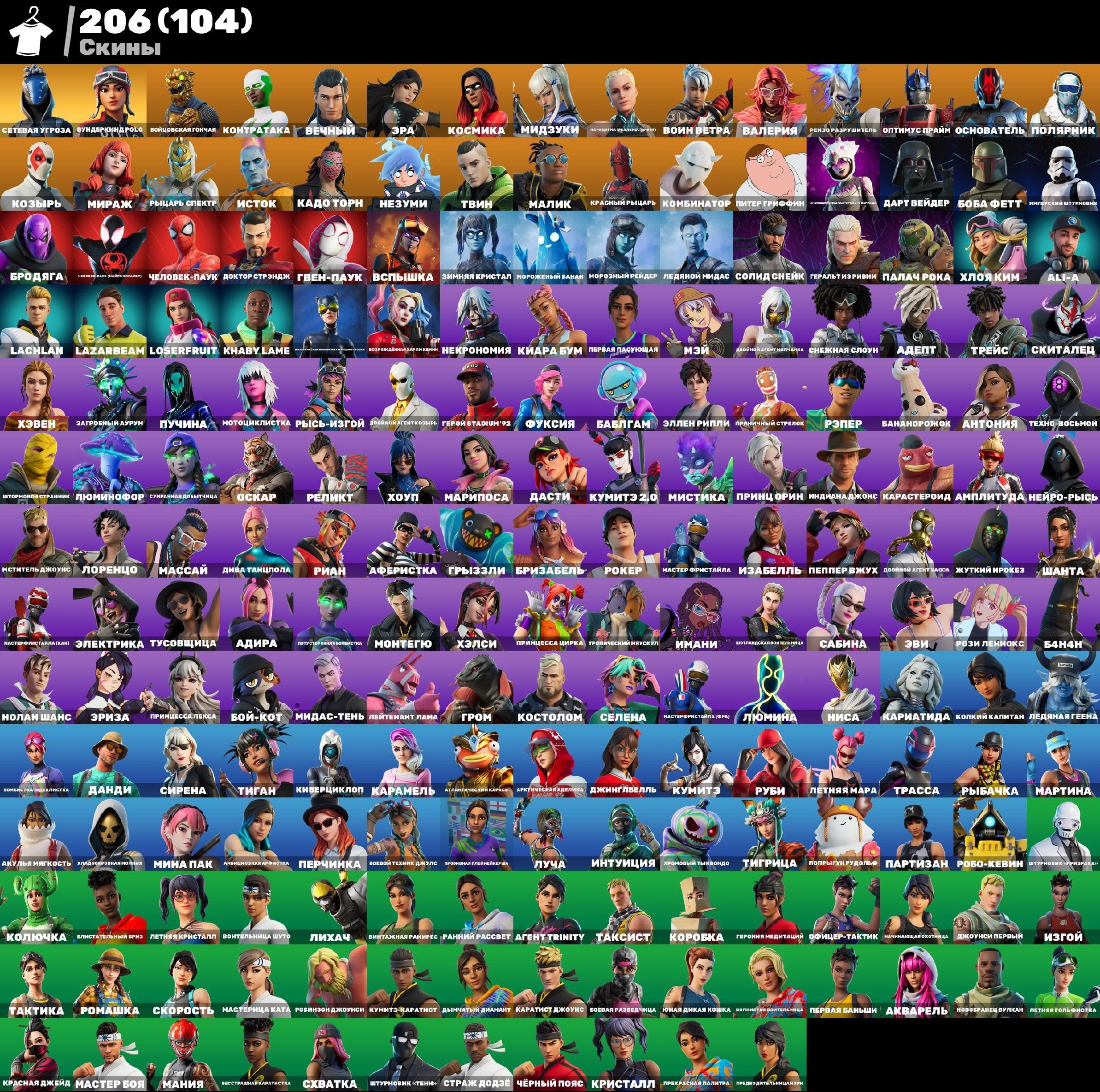 Diverse Fortnite Collection with 206 Unique Skins 🎭🖥