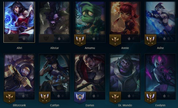 Unranked EU West Account with 61 Champions and 21 Skins