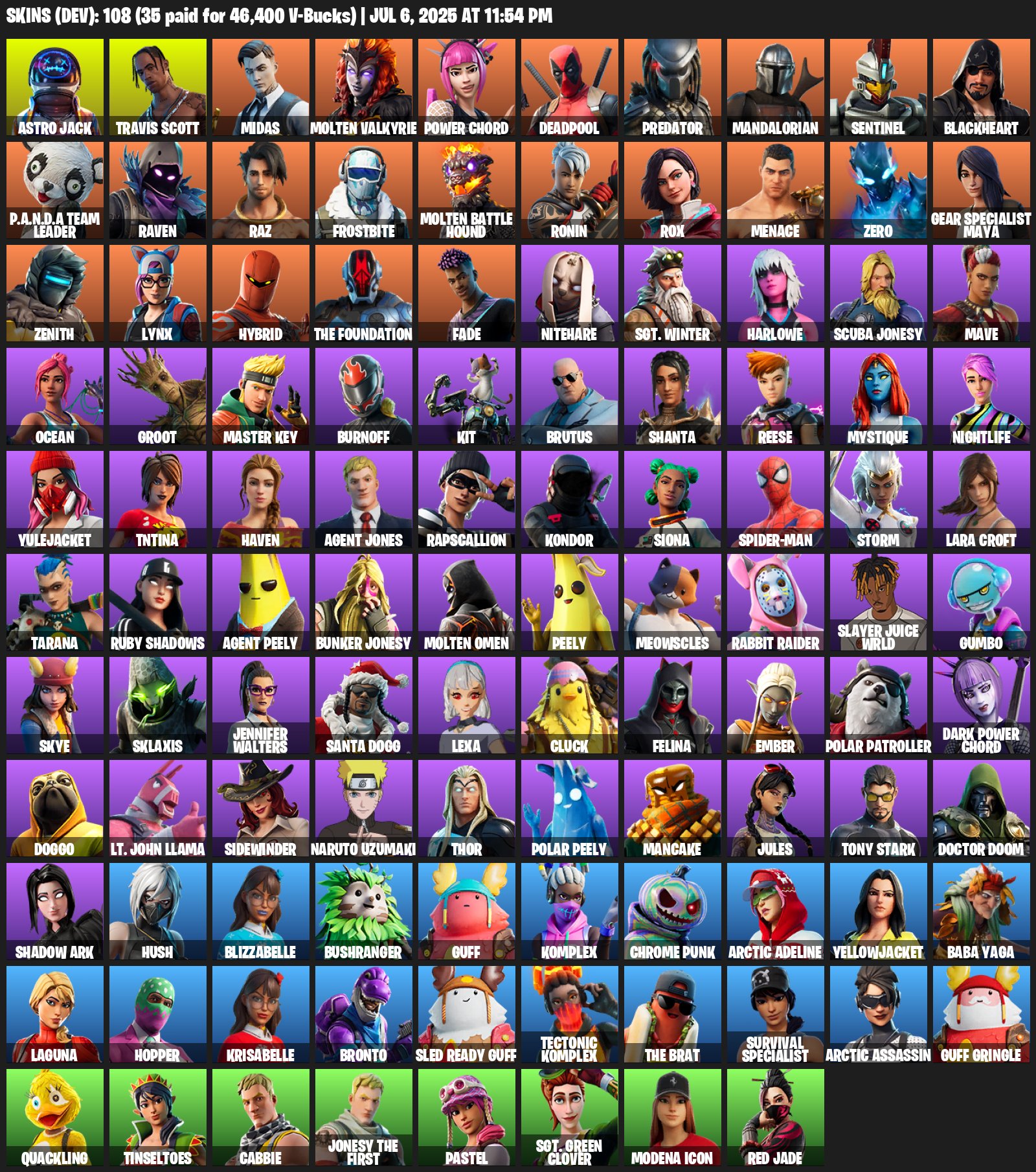 🎨 108 скинов | 🌟 Fortnite аккаунт