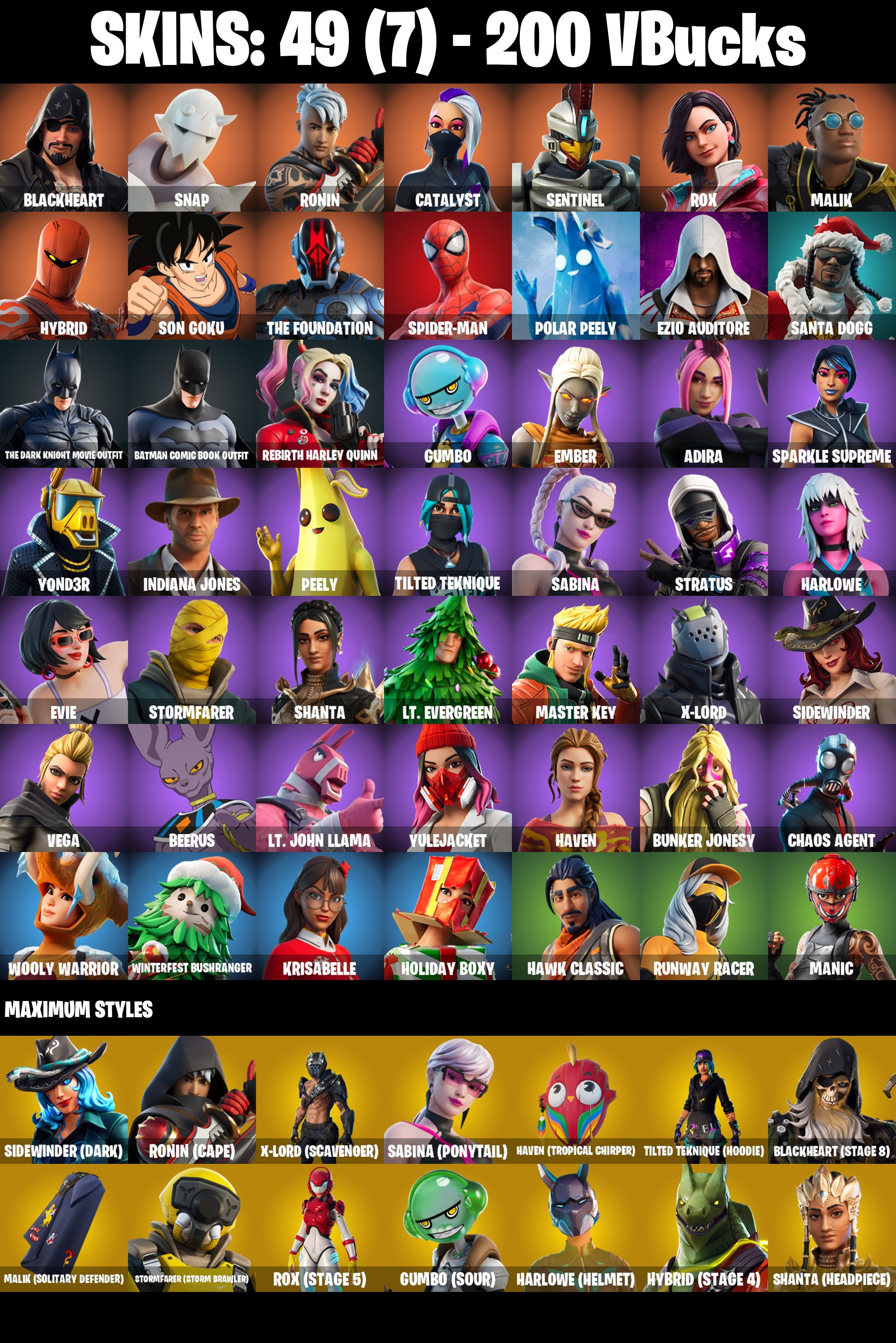 🎨 49 скинов | 🌟 Fortnite аккаунт