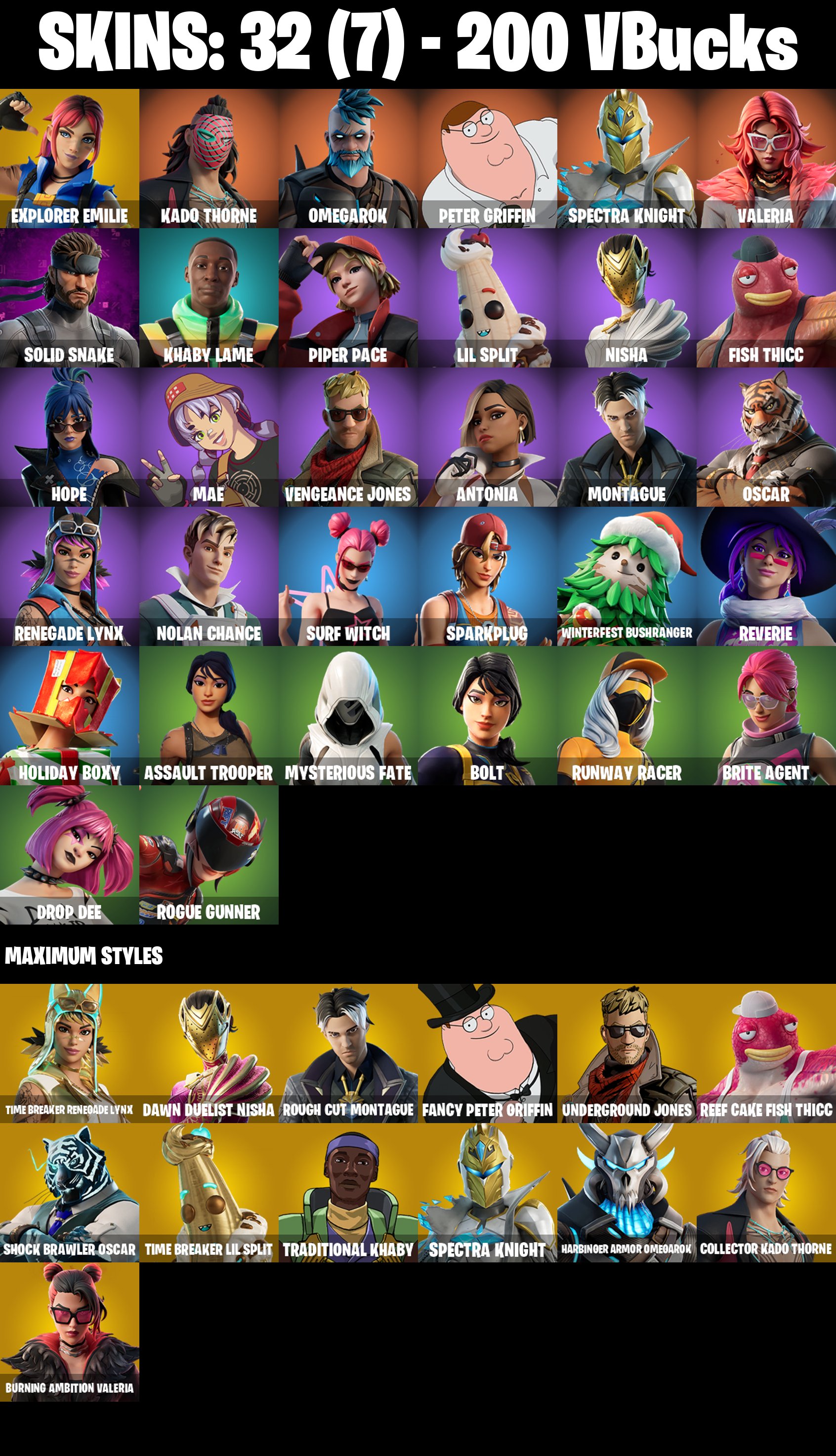 🎨 32 skins | 🌟 Fortnite account