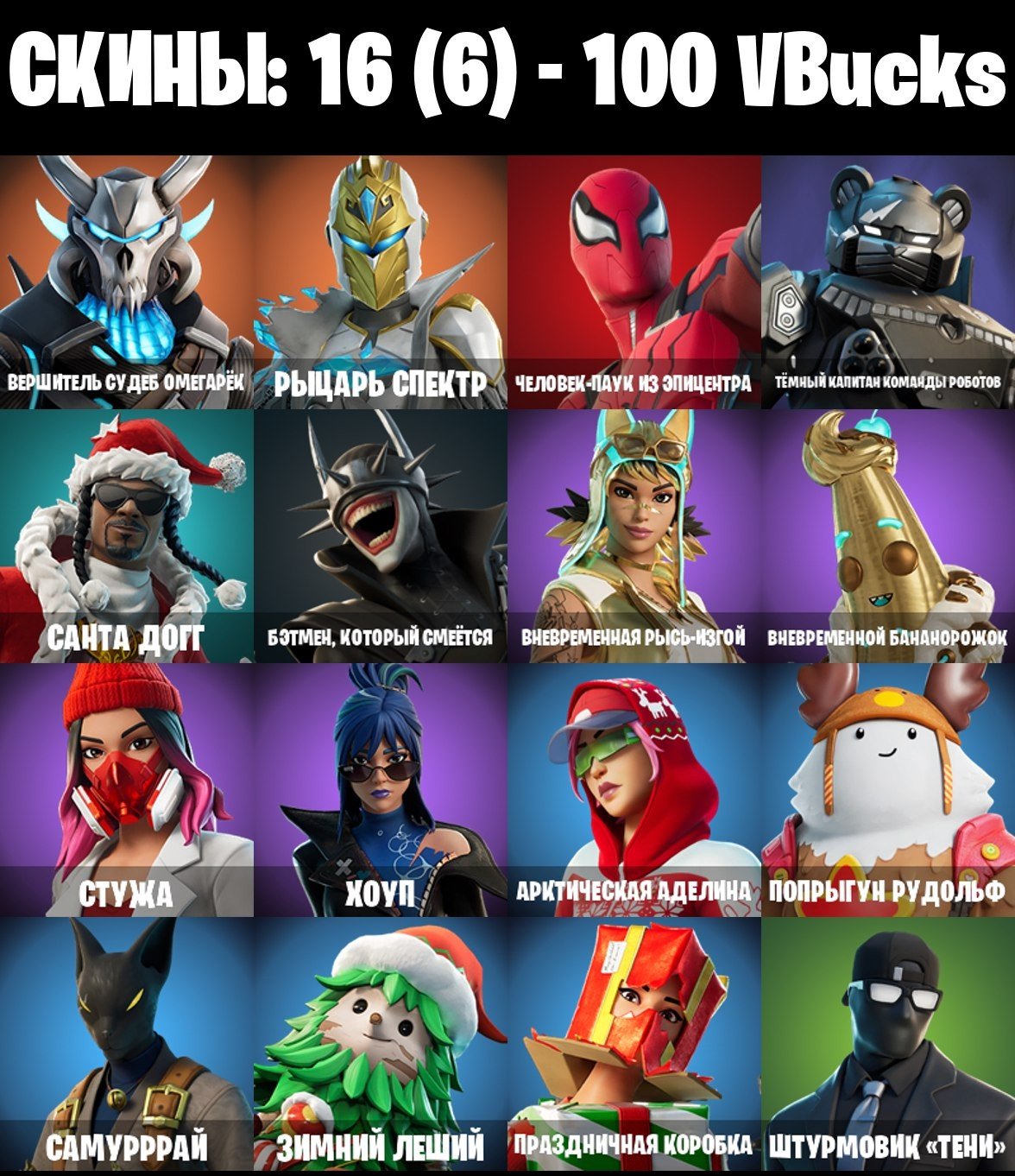 Diverse Fortnite Collection with 16 Unique Skins 🎭🖥