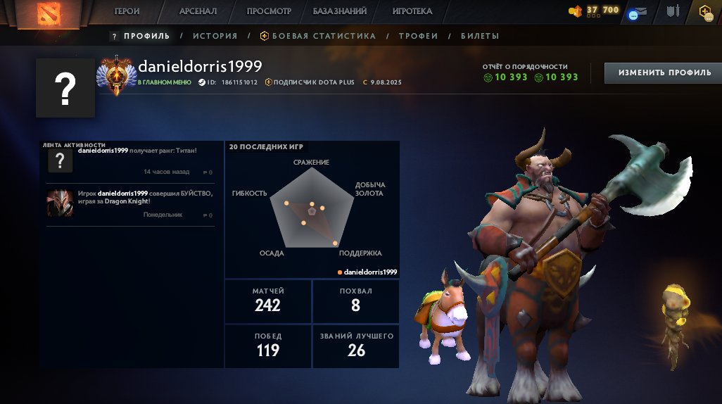 High-Ranked Dota 2 Account with 7124 MMR and 650 Hours Played