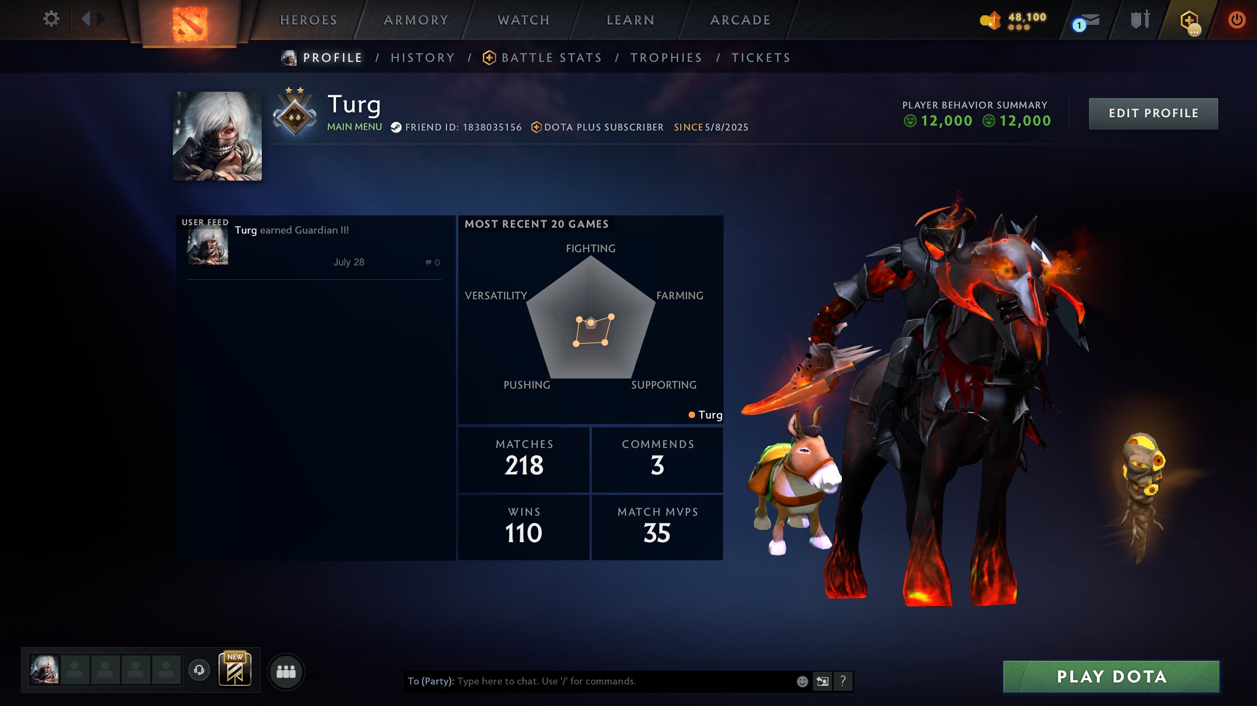 Ranked Dota 2 Account with 200 Hours and 909 MMR