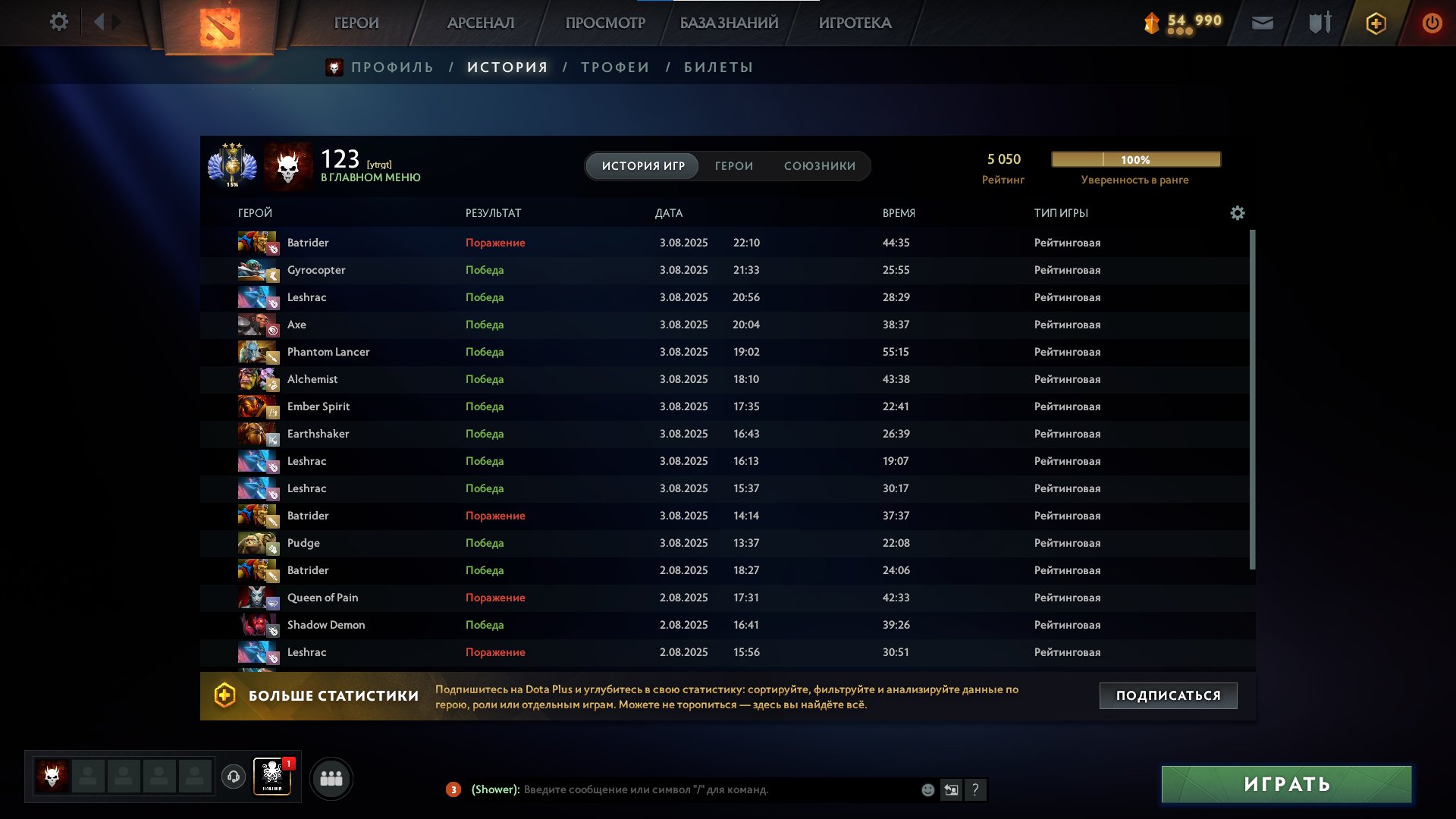 Аккаунт Dota 2 с рейтингом 5300, 2400 часов игры