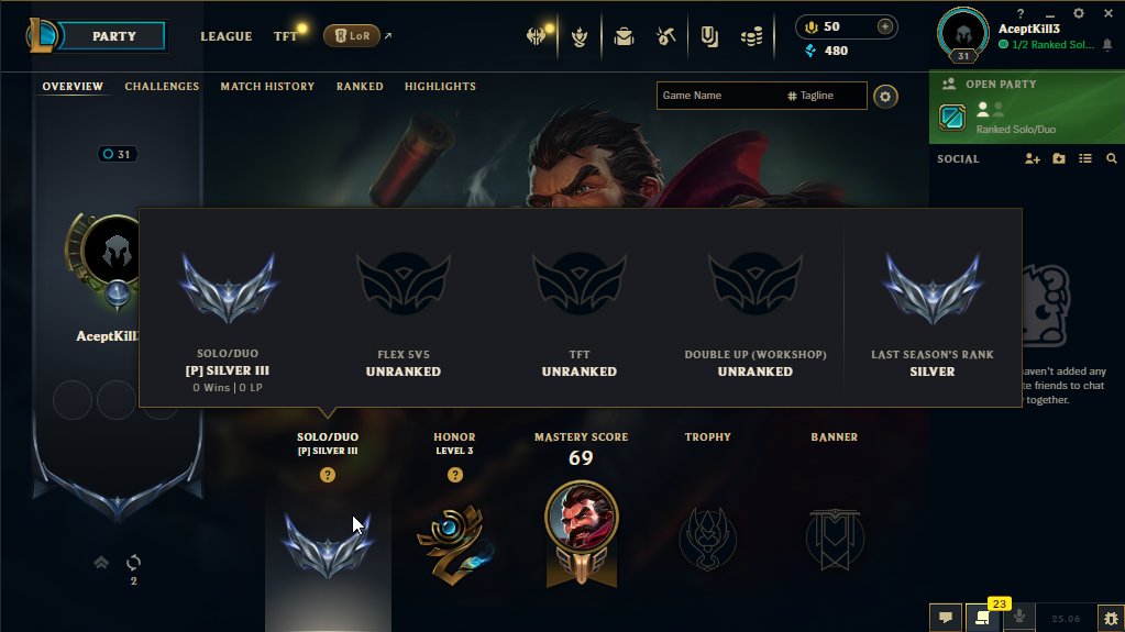 Silver Rank Account with 21 Champions and 5 Skins on EU West
