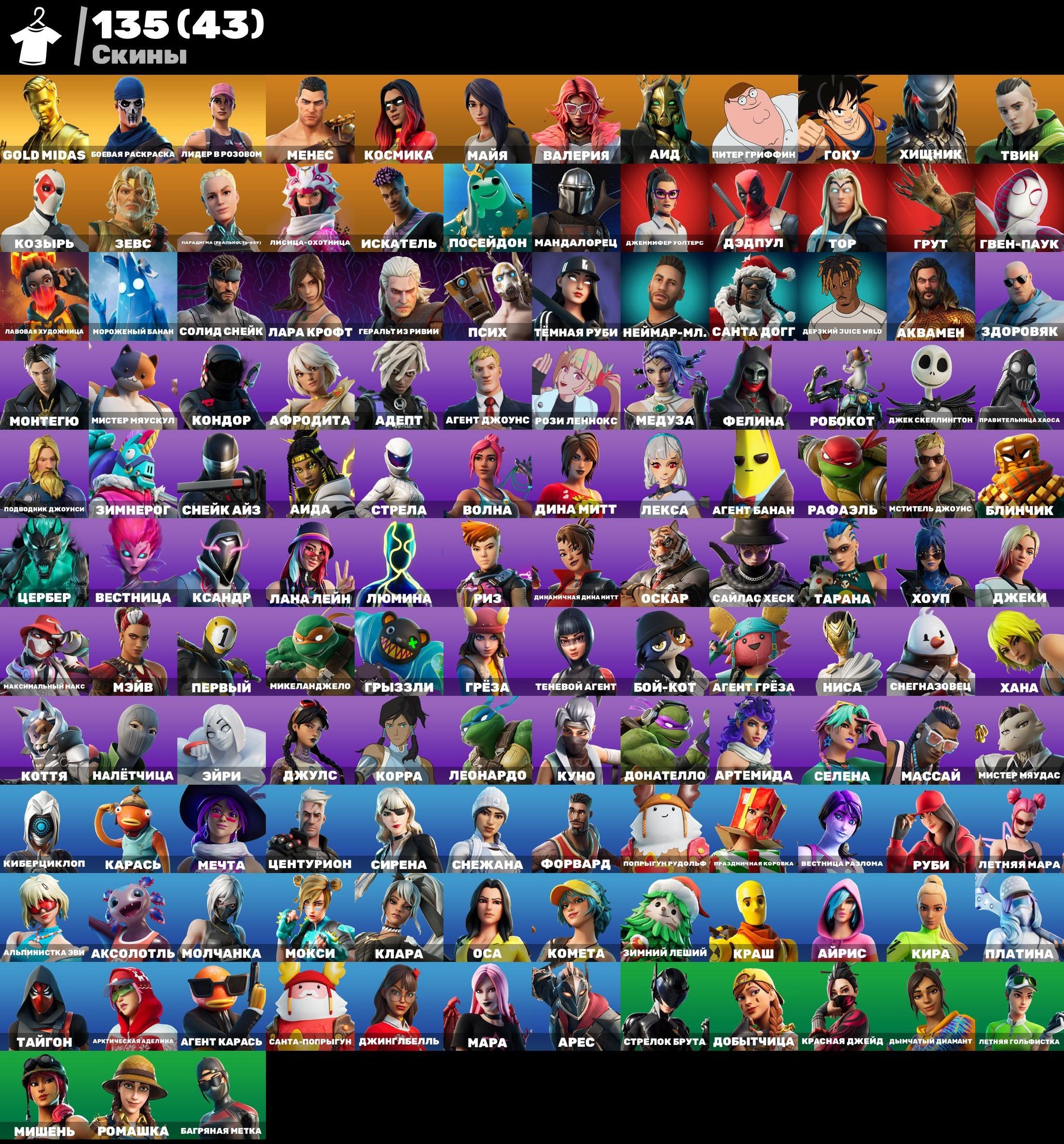 Diverse Fortnite Experience with 135 Unique Skins 🎭🖥