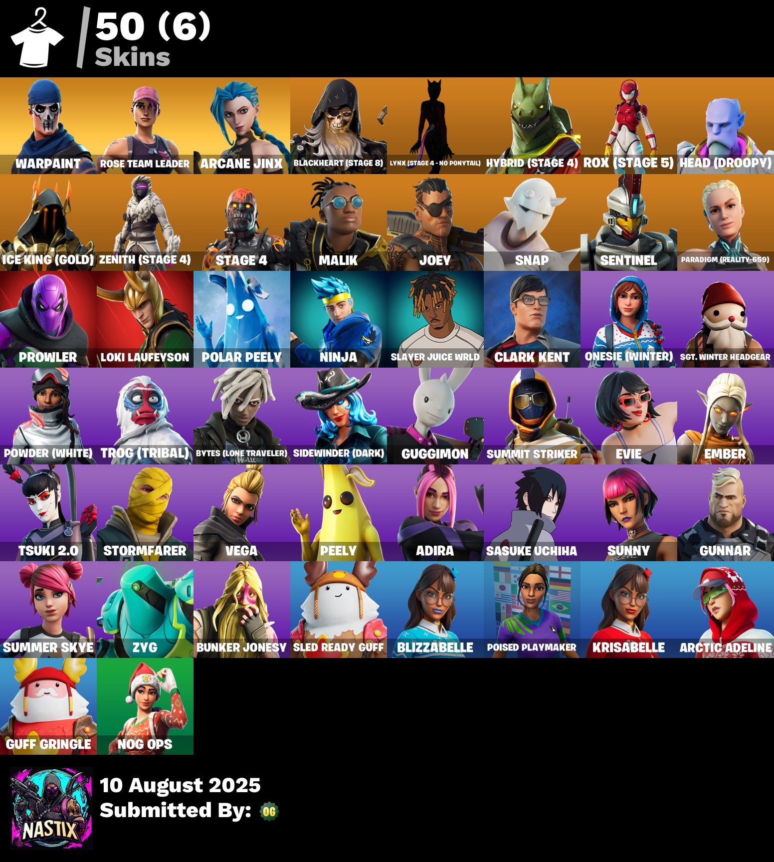Diverse Fortnite Collection with 50 Unique Skins 🎭🖥