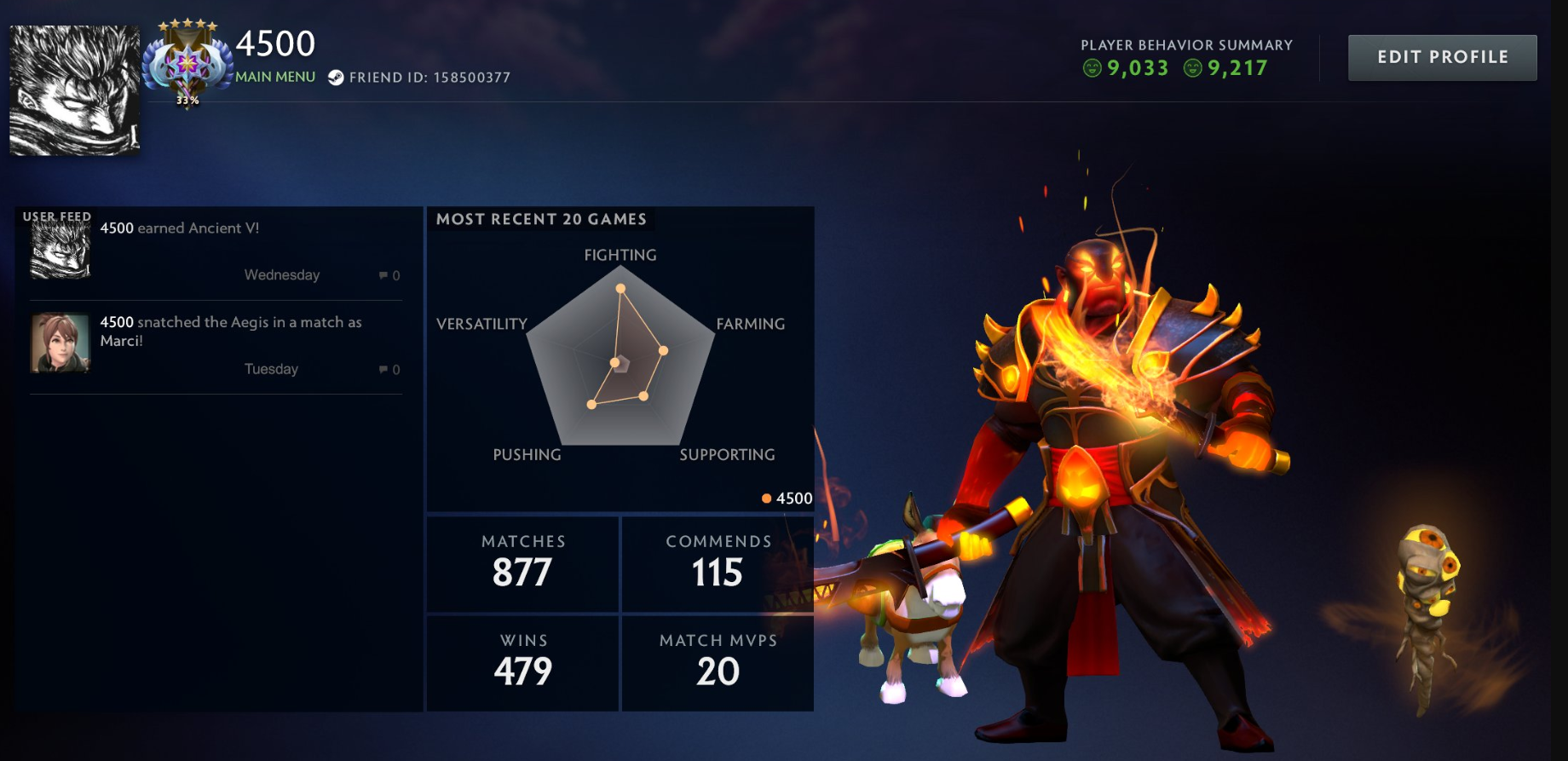 ⚔️ 4517 MMR | Древній V • Основний Пул • 9000 Порядочності • Без Донату • Повний Доступ 🔐