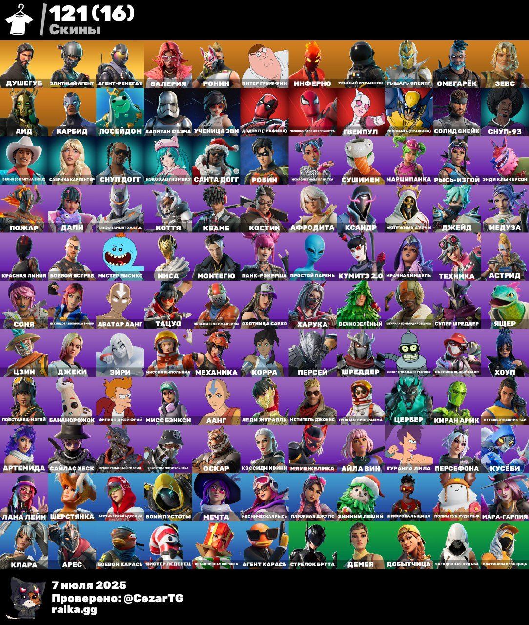 Diverse Fortnite Collection with 121 Unique Skins on PC 🎭🖥