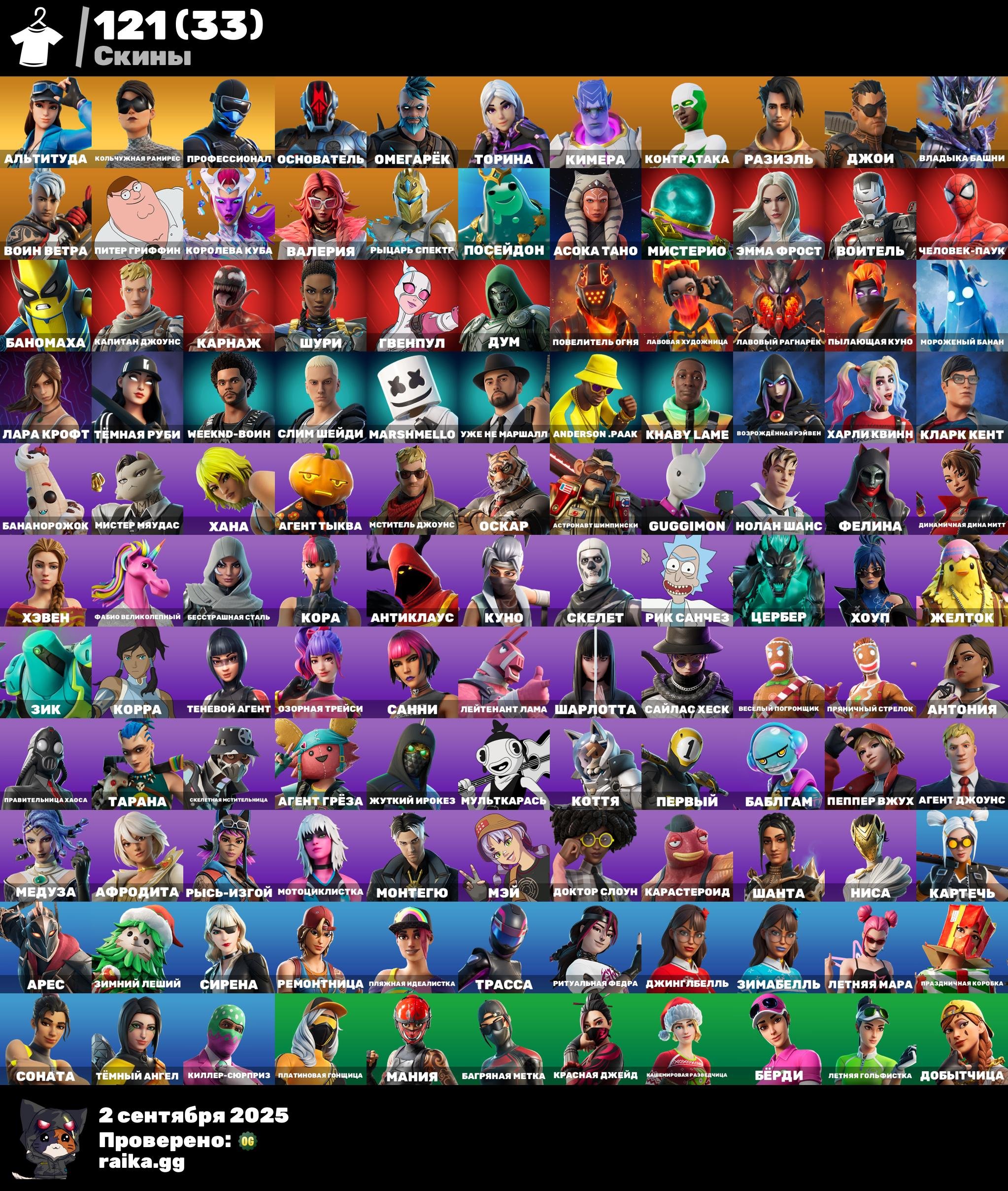💎 121 skins | 🌟 Fortnite account