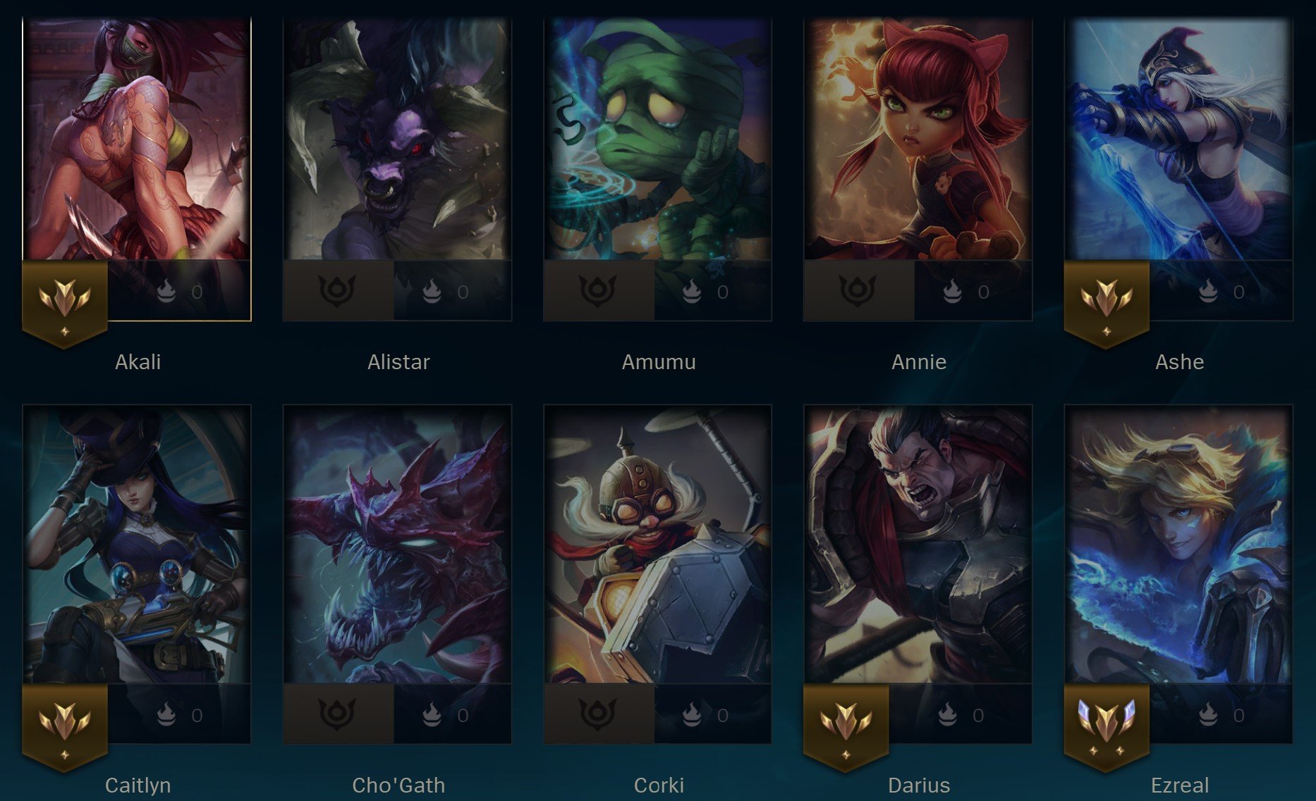 Unranked Level 30 Account with 50 Champions and 7 Skins