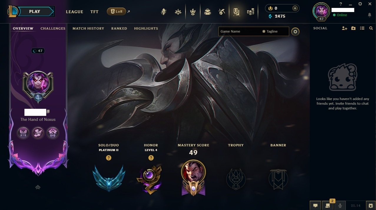 Platinum Level 47 Account with 50 Champions and 11 Skins
