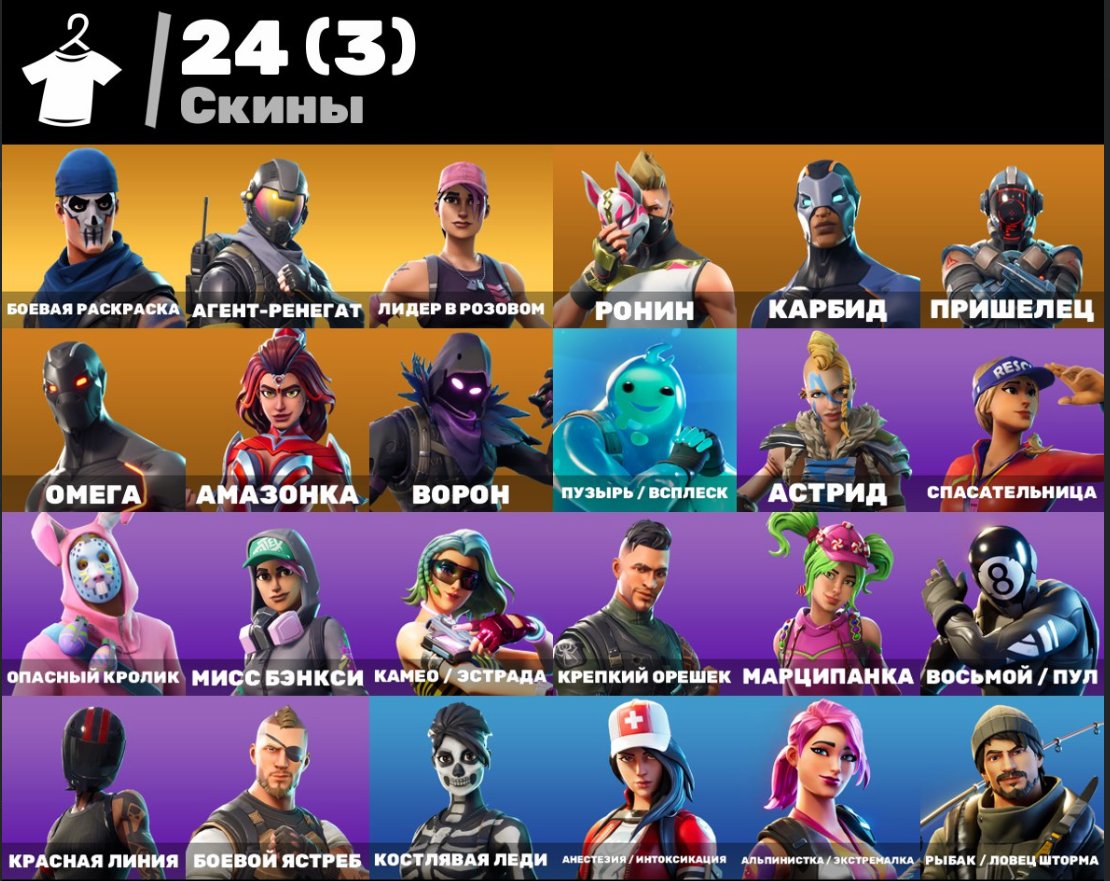 💖 24 skins | 💰2650 V-Bucks | old PVE | 👍 Orange Justice