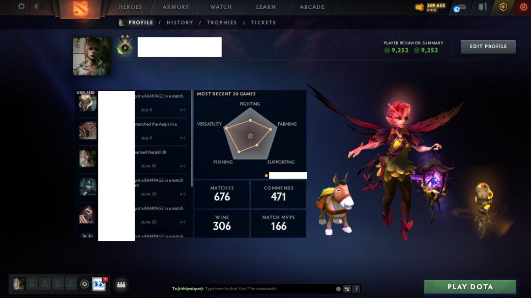 🎮 Dota 2 | MMR: 1 | 🛡 Порядність: 9252 | 🕒 Годин: 650 | ✅ В наявності