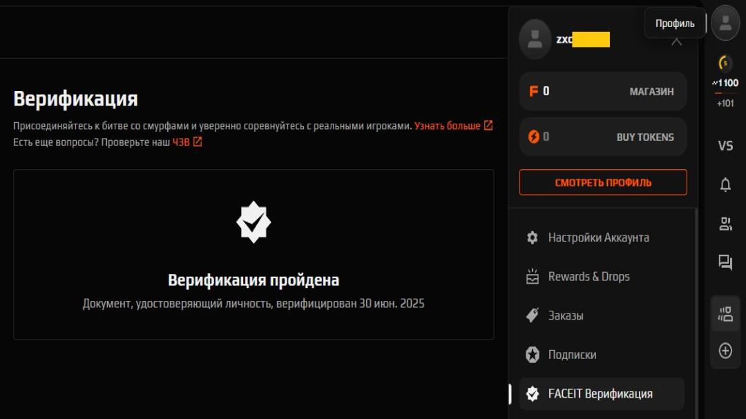 🕒 1100 ELO | Prime ✅ | FACEIT | Особистий акаунт 🛡