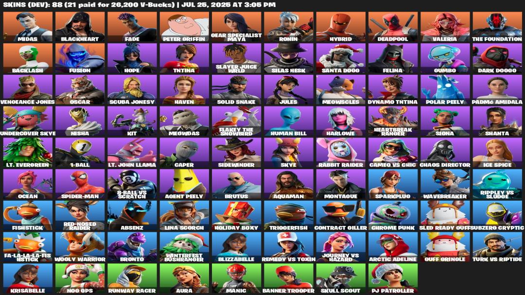 Акаунт Fortnite: 88 скінів, PC, в продажі 🎮