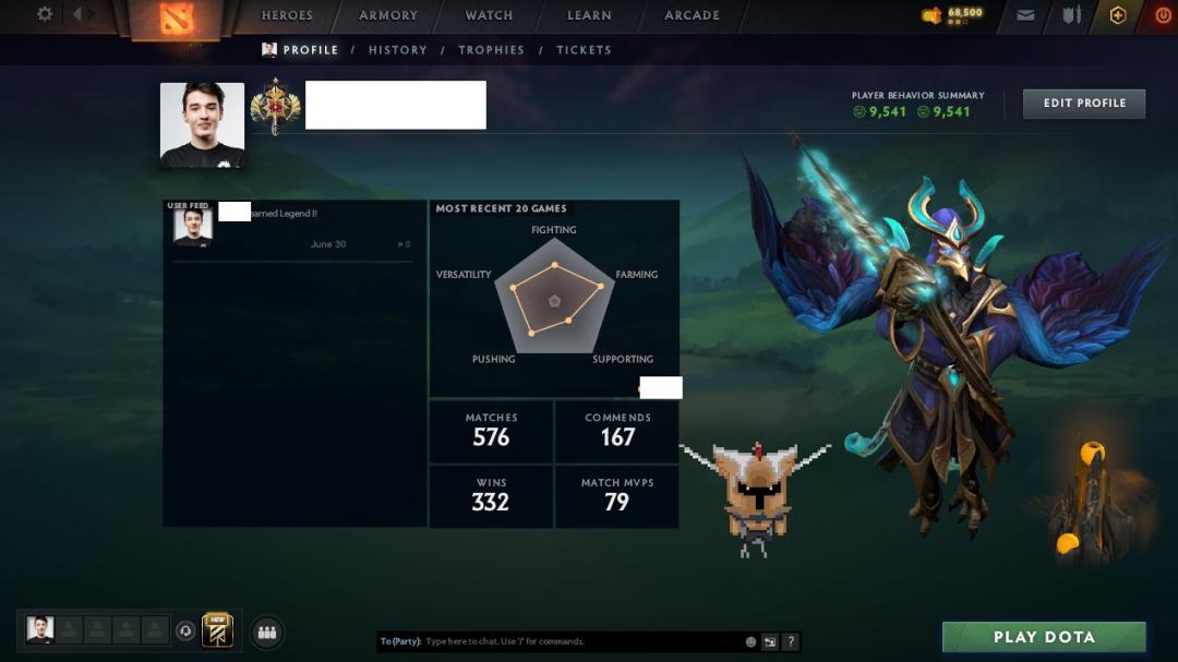🏆 Акаунт Dota 2: MMR 3073, 9541 порядочності, 500 годин 🎮