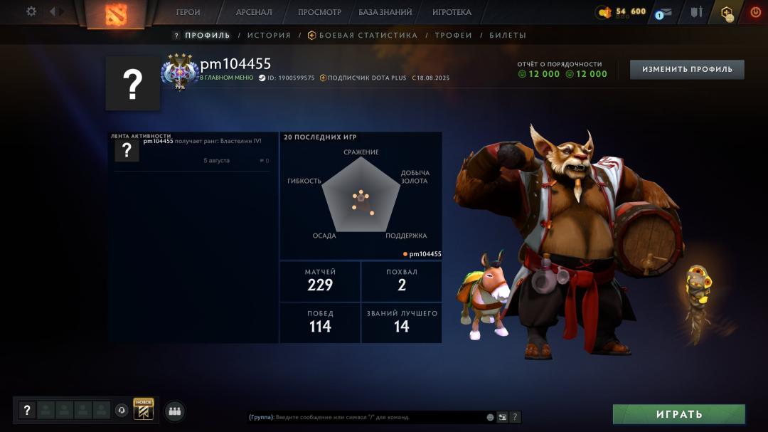 🏅 MMR 4434 | 🕒 200 годин | 🛡 12000