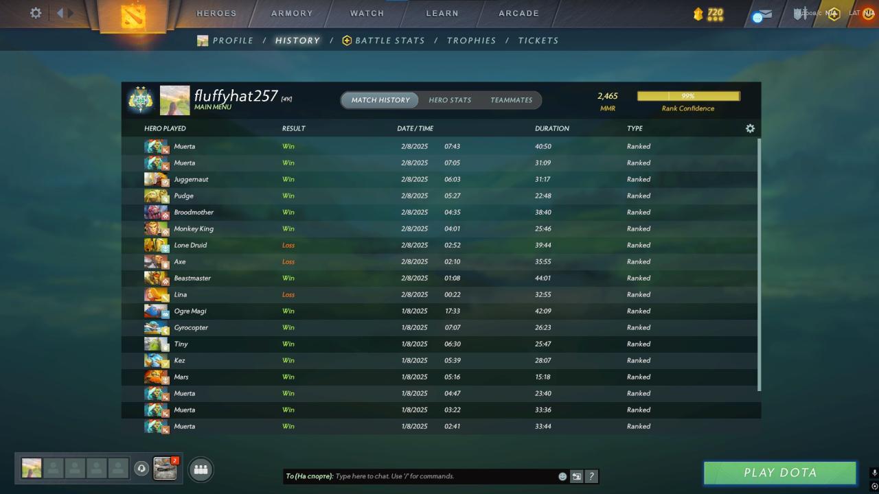 Акаунт Dota 2 з рейтингом 2469 та 1573 годинами гри