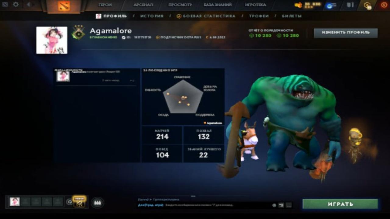Гравець з рейтингом 261 та 200 годинами у Dota 2