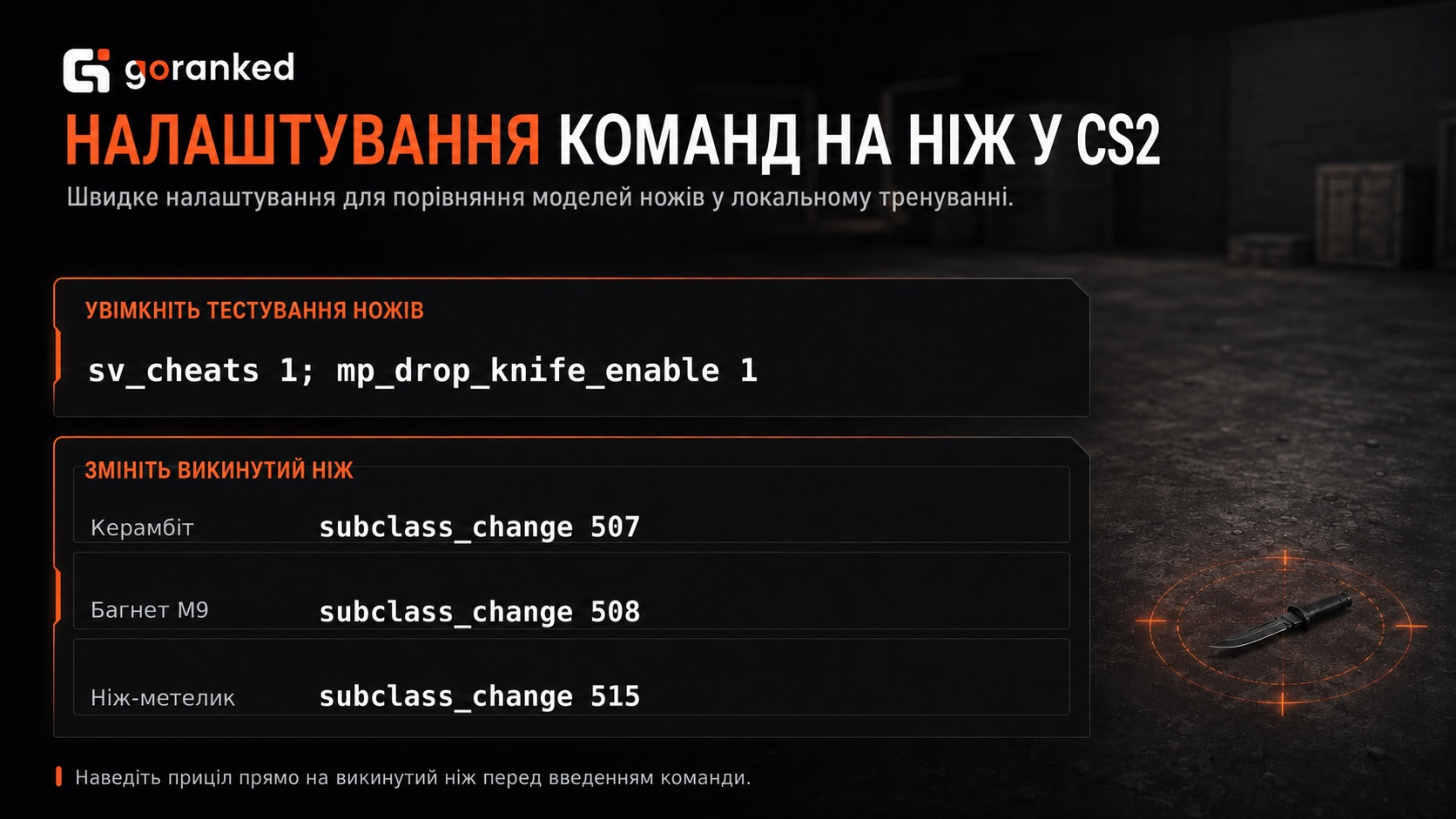 Команда на нож в КС 2: усі команди та ID - news.goranked